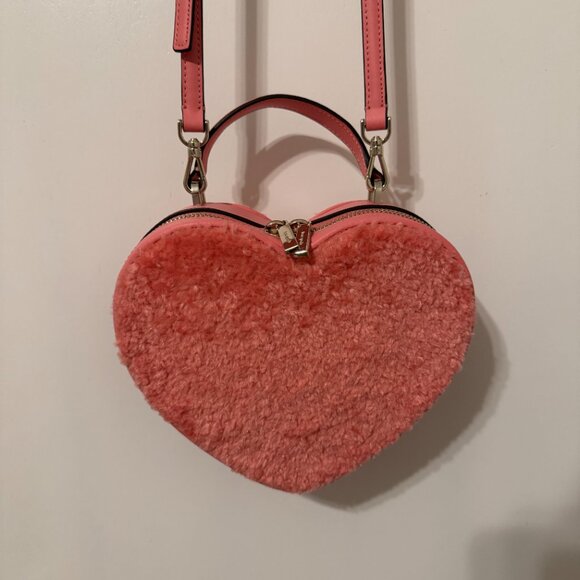 kate spade Handbags - Kate Spade "Love Shack" Pink faux fur heart shaped crossbody purse